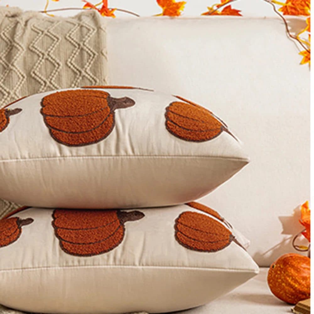 Pumpkin Velvet Cushion Cover, 18 × 18